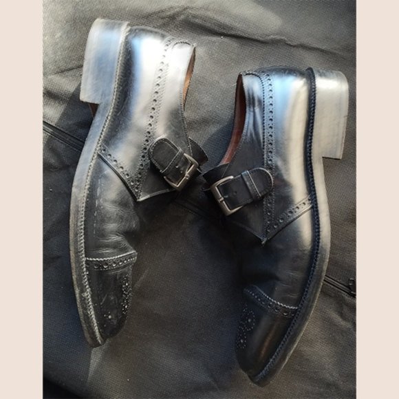 FRATELLI ROSSETTI - Black monk strap oxford shoes - Sz 10D - Picture 6 of 12